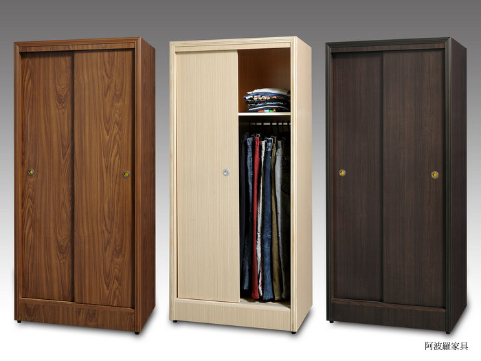 圓銅左右推門衣櫃   
W80*D58*H182(cm)
 
柚木/白橡/胡桃
側板、面板、隔板6分木心板